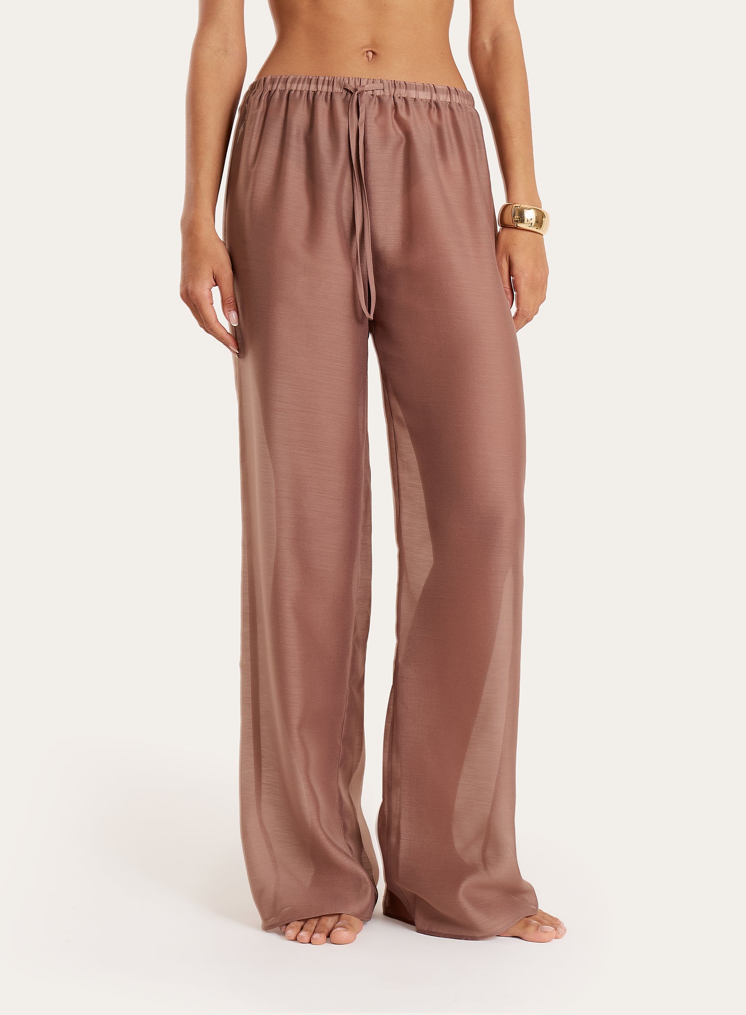 Mocha Sheer Wide Leg Trousers